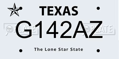 G142AZ Texas License Plate