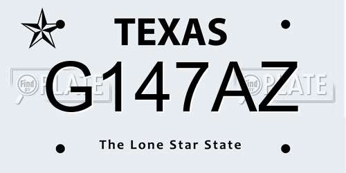 G147AZ Texas License Plate
