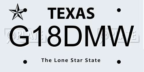 G18DMW Texas License Plate