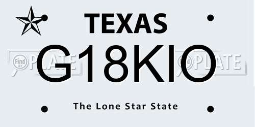 G18KIO Texas License Plate