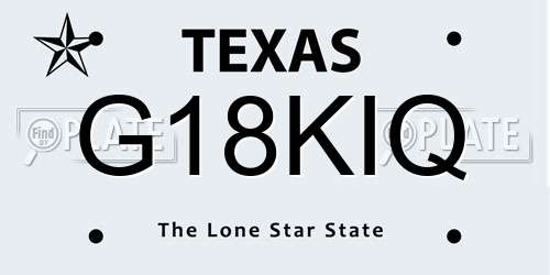 G18KIQ Texas License Plate