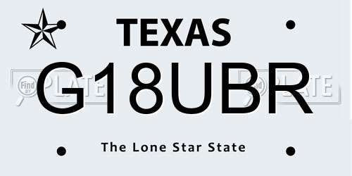 G18UBR Texas License Plate