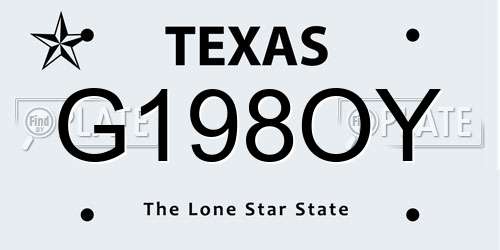G198OY Texas License Plate