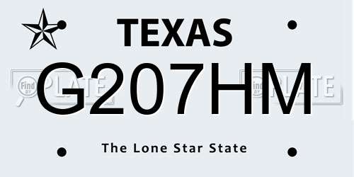 G207HM Texas License Plate