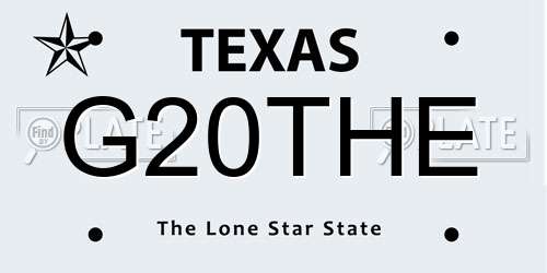 G20THE Texas License Plate