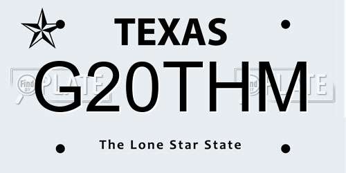 G20THM Texas License Plate