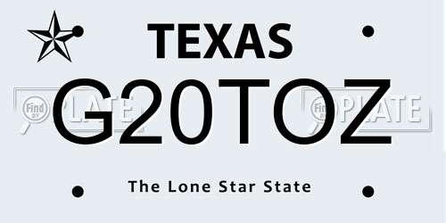 G20TOZ Texas License Plate