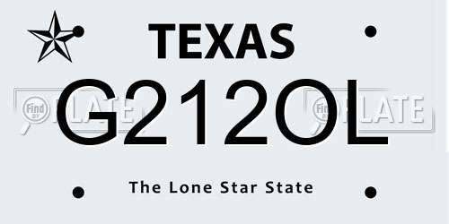 G212OL Texas License Plate