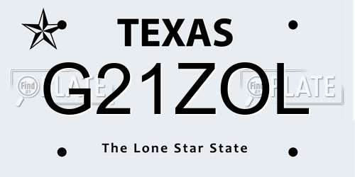 G21ZOL Texas License Plate