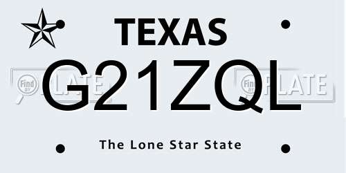 G21ZQL Texas License Plate