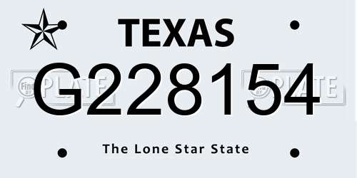 G228154 Texas License Plate