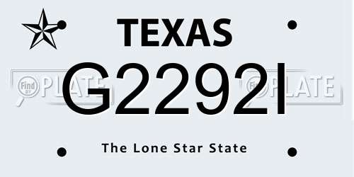 G2292I Texas License Plate