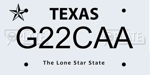 G22CAA Texas License Plate