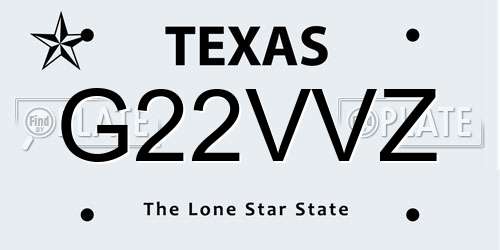 G22VVZ Texas License Plate