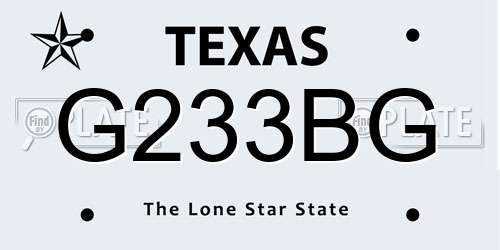G233BG Texas License Plate