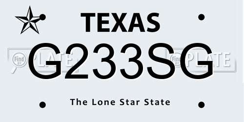 G233SG Texas License Plate