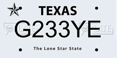 G233YE Texas License Plate