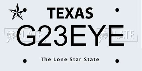 G23EYE Texas License Plate