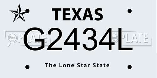 G2434L Texas License Plate