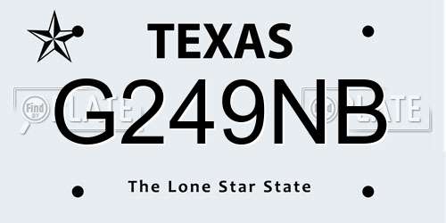 G249NB Texas License Plate