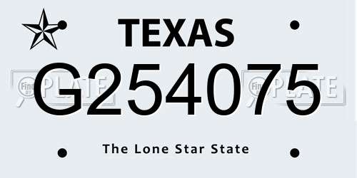 G254075 Texas License Plate