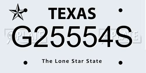 G25554S Texas License Plate