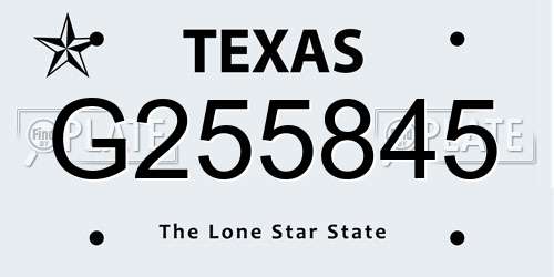 G255845 Texas License Plate