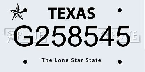 G258545 Texas License Plate