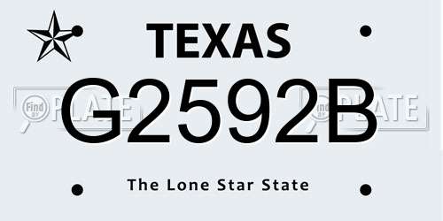 G2592B Texas License Plate