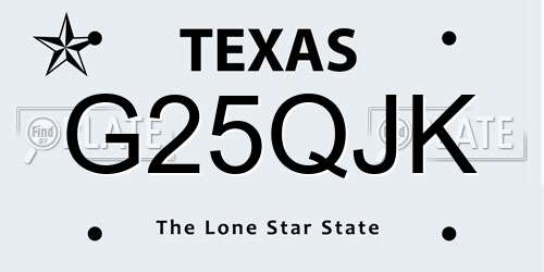 G25QJK Texas License Plate