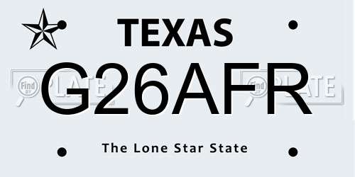 G26AFR Texas License Plate