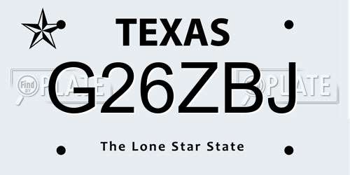 G26ZBJ Texas License Plate