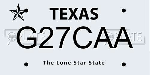 G27CAA Texas License Plate
