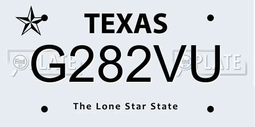 G282VU Texas License Plate