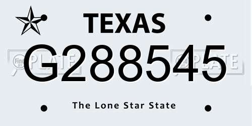 G288545 Texas License Plate