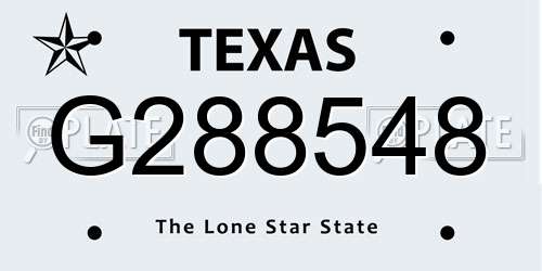 G288548 Texas License Plate