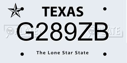 G289ZB Texas License Plate