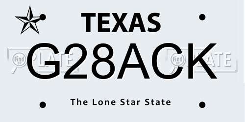 G28ACK Texas License Plate