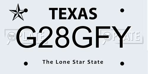 G28GFY Texas License Plate