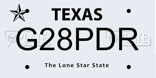 G28PDR Texas License Plate