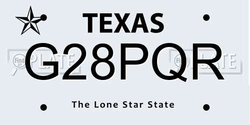 G28PQR Texas License Plate