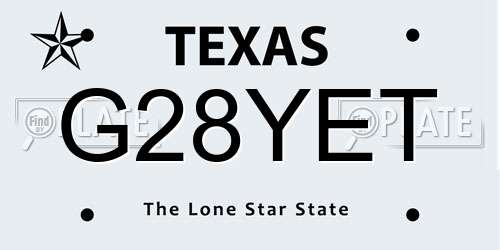 G28YET Texas License Plate