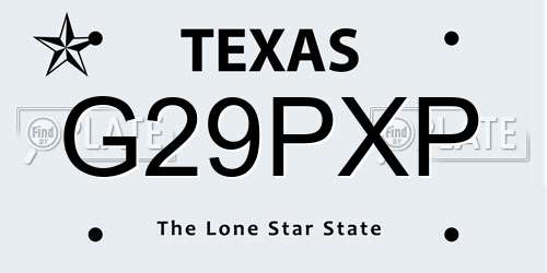 G29PXP Texas License Plate