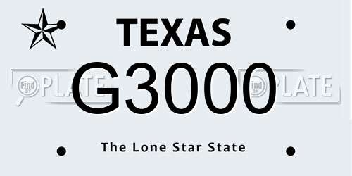 G3000 Texas License Plate