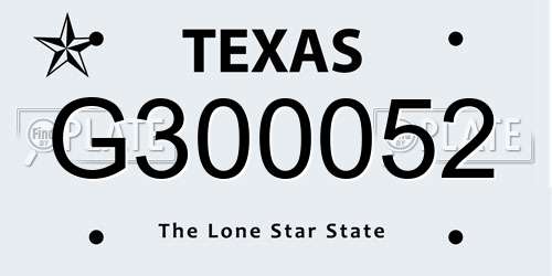 G300052 Texas License Plate