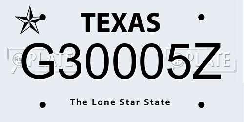 G30005Z Texas License Plate