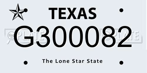 G300082 Texas License Plate
