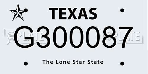 G300087 Texas License Plate