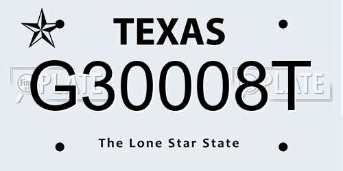 G30008T Texas License Plate