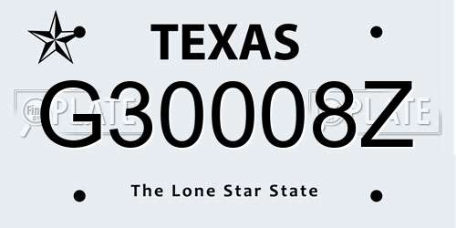 G30008Z Texas License Plate
